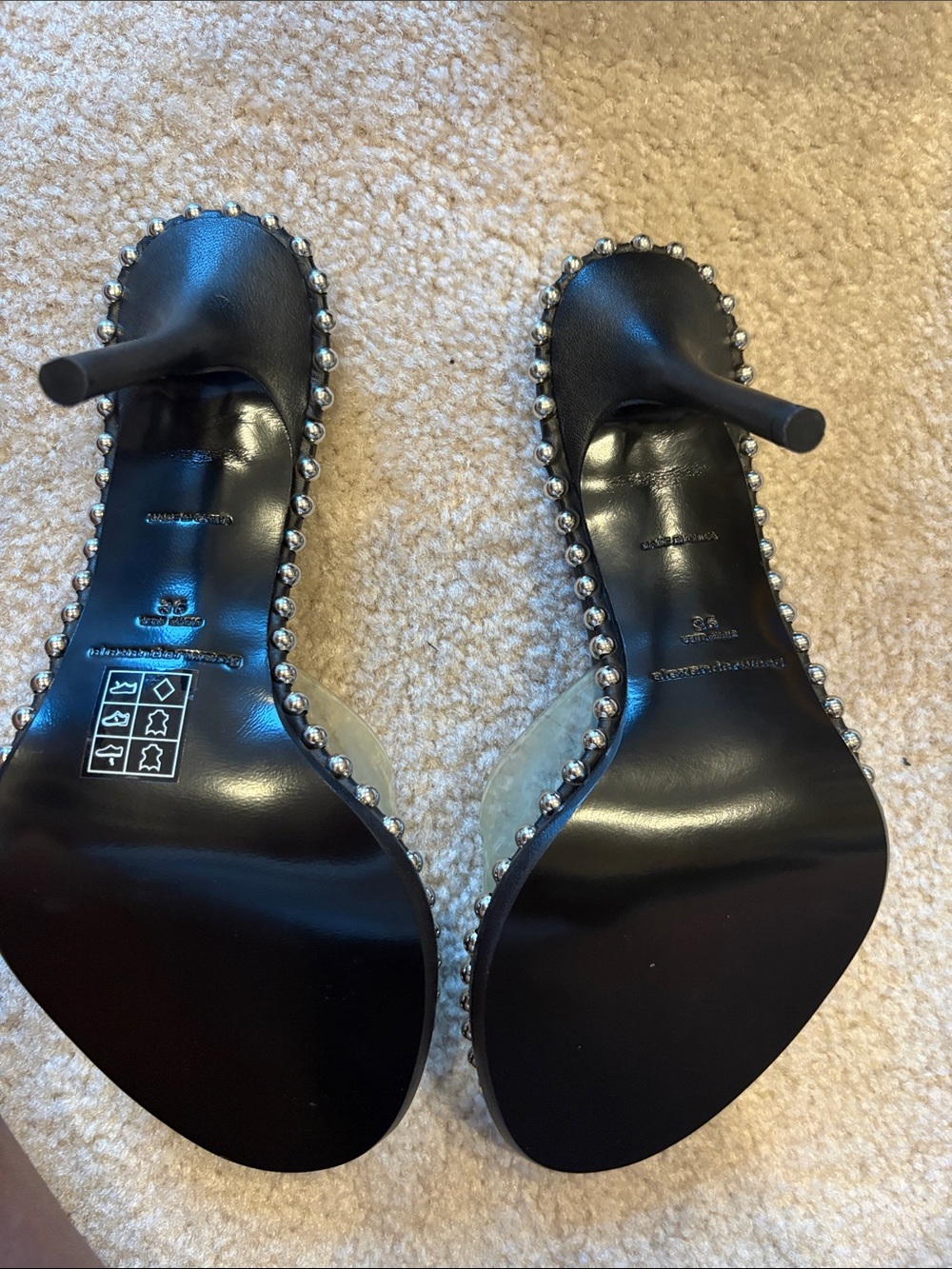 Alexander Wang Black Clear Bead-Trim Slide Mules - Picture 3 of 3